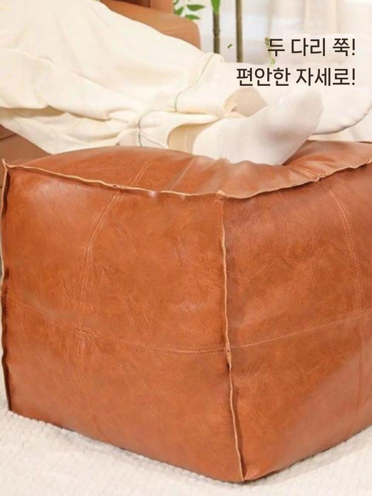 가죽 스툴 미니소파 사각 보조의자 인테리어 발받침 거실 - 상세 이미지 2