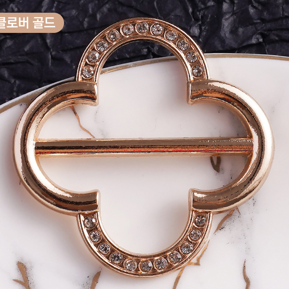 클로버디자인넥타이링스카프링 큐빅포인트넥장식스카프고리 진주장식코디악세서리쁘띠링 - 상세 이미지 3