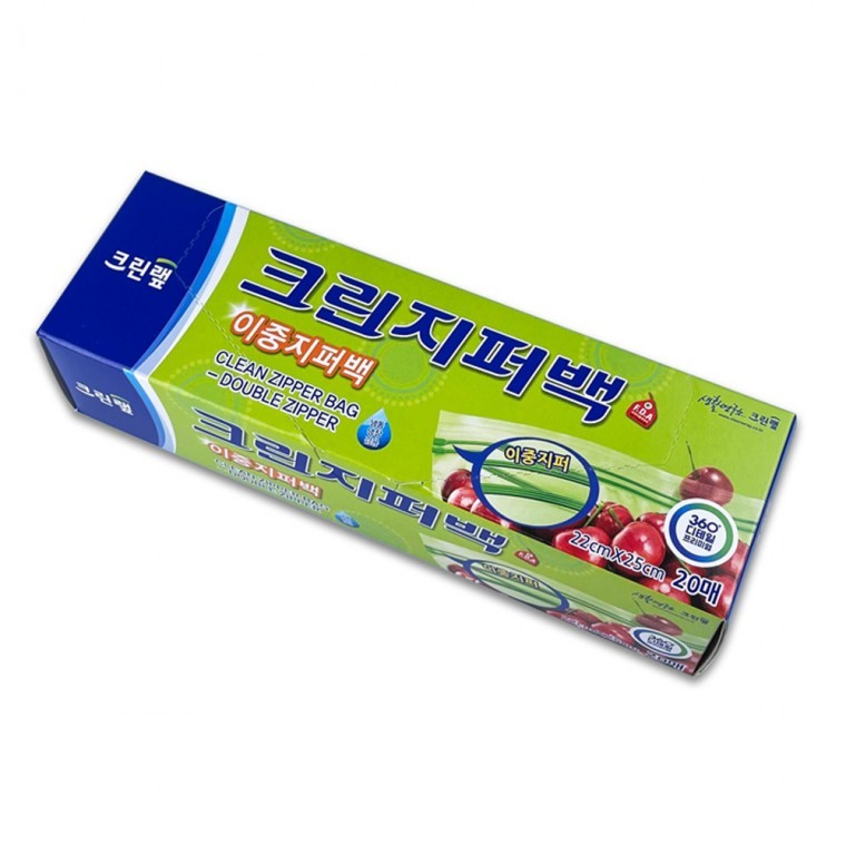 도모아 크린 이중지퍼백 중 22cmX25cm 20매-R - 상품 이미지