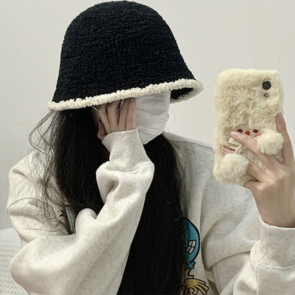 뽀글이재질여성패션버킷햇 겨울데일리룩겨울코디벙거지모자 얼굴작아보이는니트모자 - 상세 이미지 5