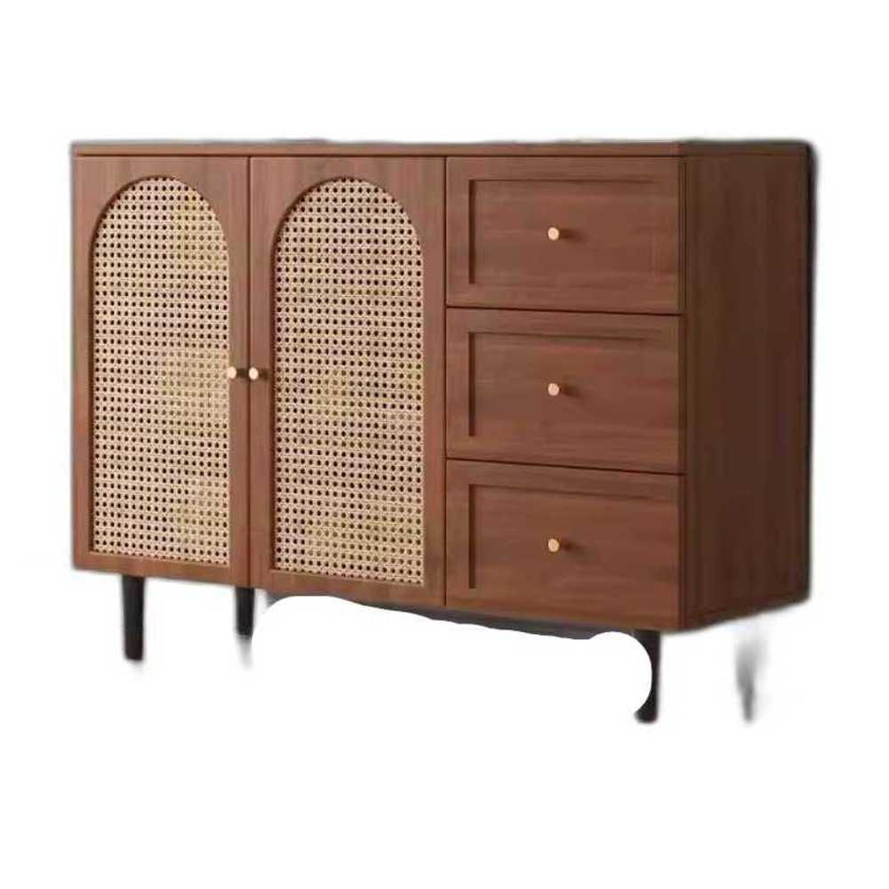 복도 라탄 서랍장 현관 보드 선반 침실 인테리어 콘솔 80x40x95 월넛 - 상품 이미지