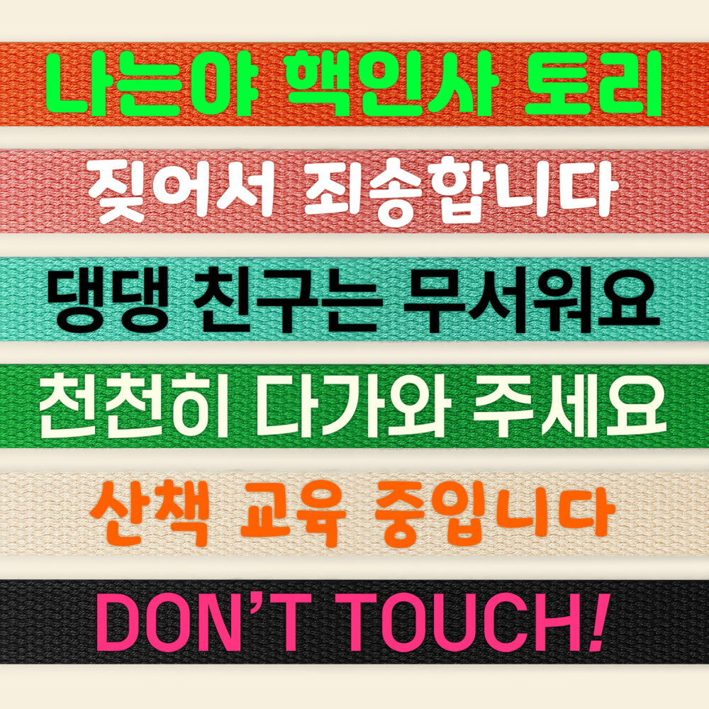 구바스 강아지 펫티켓 중간리드줄 커스텀 메시지택 S 레드 야광 - 상세 이미지 5