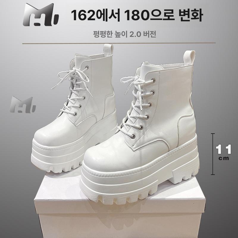 키높이부츠 코스프레 통굽 마틴 워커 남녀공용 슈즈 화이트 11cm 225 - 상세 이미지 2