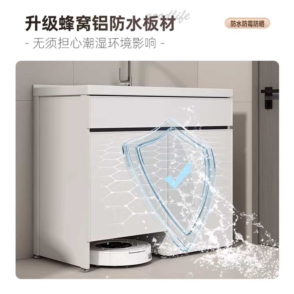 간이 싱크대 하부장 개수대 보조 인테리어 탕비실 60cm 화이트 배수 - 상세 이미지 4
