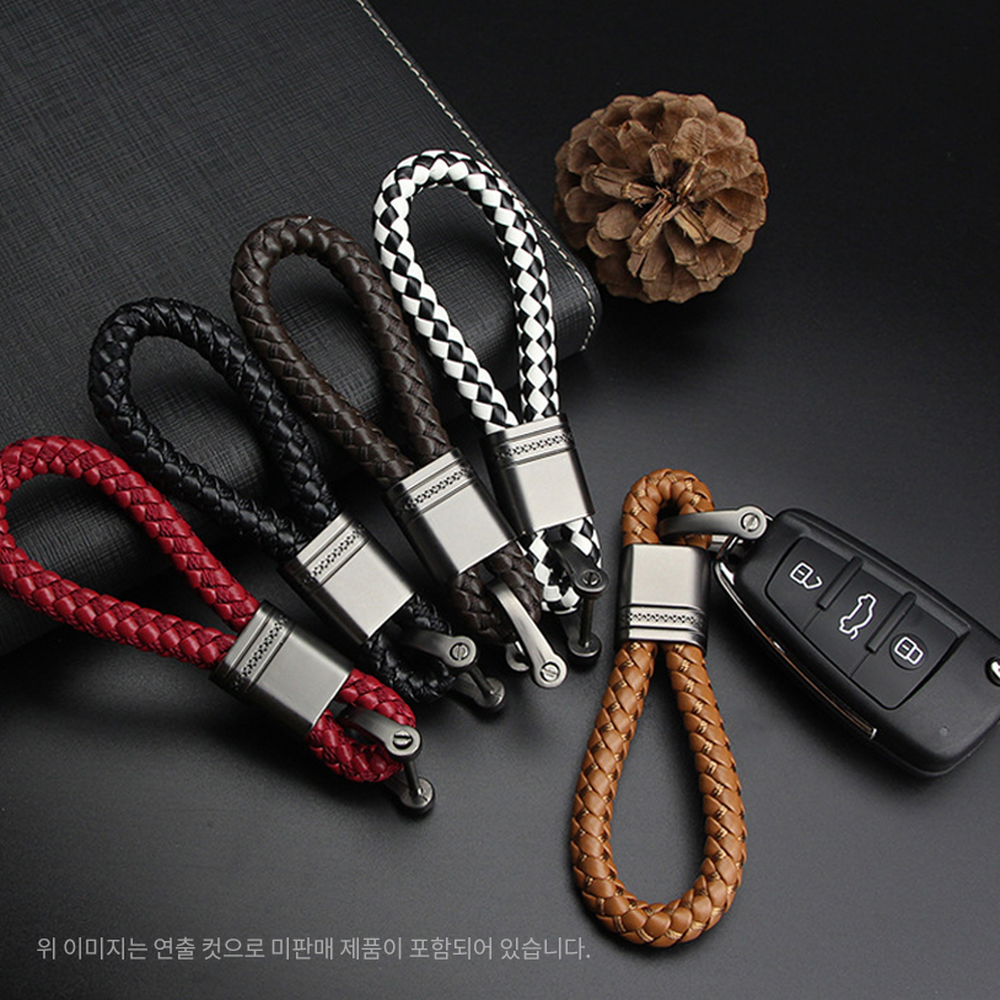 고급가죽차량인테리어차키키링 말굽나사가죽공예자동차키홀더 에어팟수납선물용열쇠고리 - 상세 이미지 5