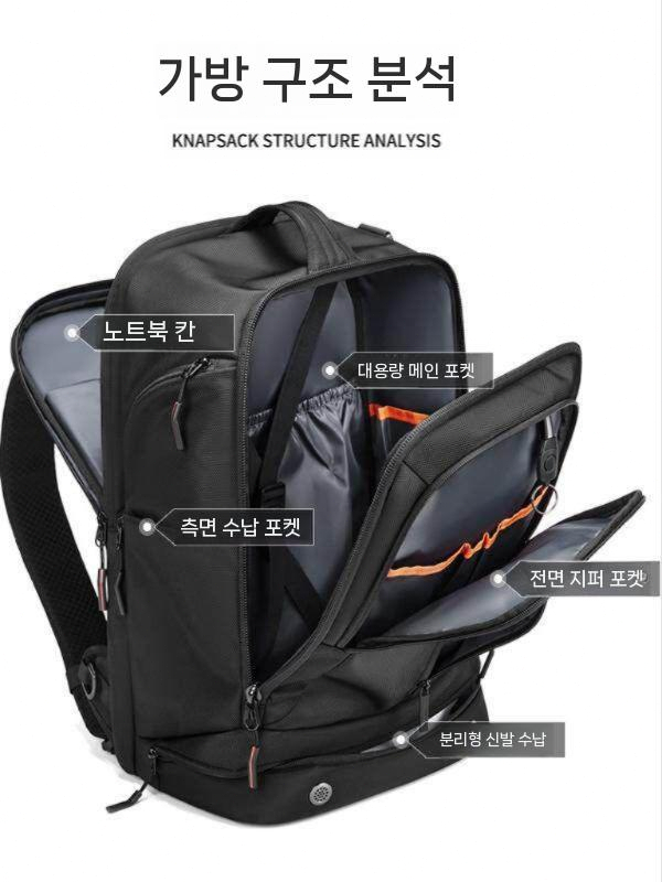 기내용백팩 보스턴백 기내용 캐리어보조백 접이식 백팩 블랙 - 상세 이미지 2