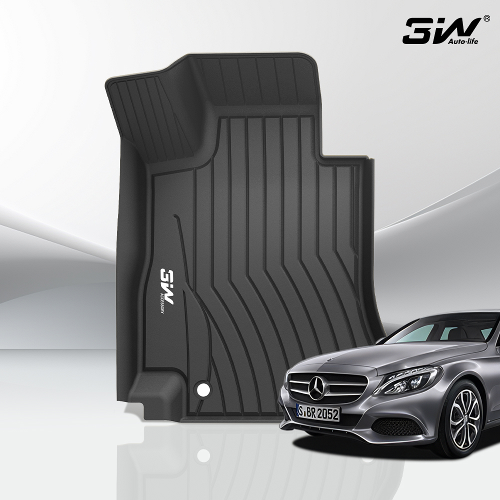3W 에코라이너 TPE 카매트 3D 고무 바닥매트 벤츠 C클래스 W205, 운전석+조수석+뒷자석 - 상품 이미지