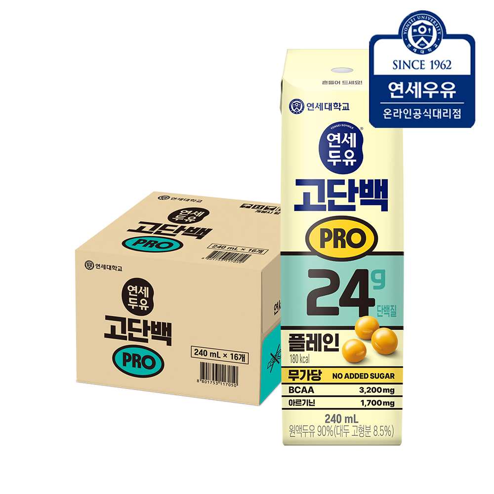 연세두유 고단백 PRO 플레인두유 / 프로틴 단백질쉐이크 플레인, 240ml, 16개 - 상품 이미지