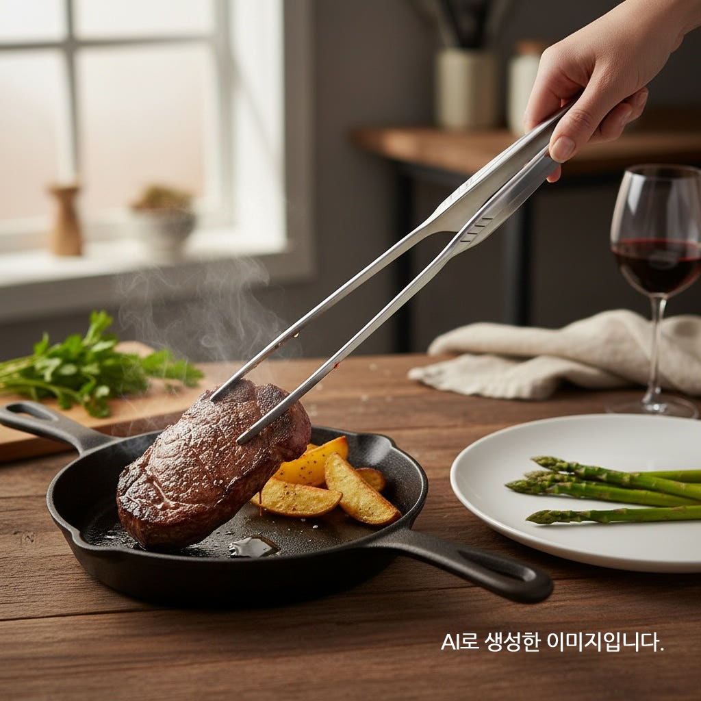 퓨어미즈키 올스텐 304 삼각 가위 집게 고기 핀셋 다용도 2개 세트 이미지 6