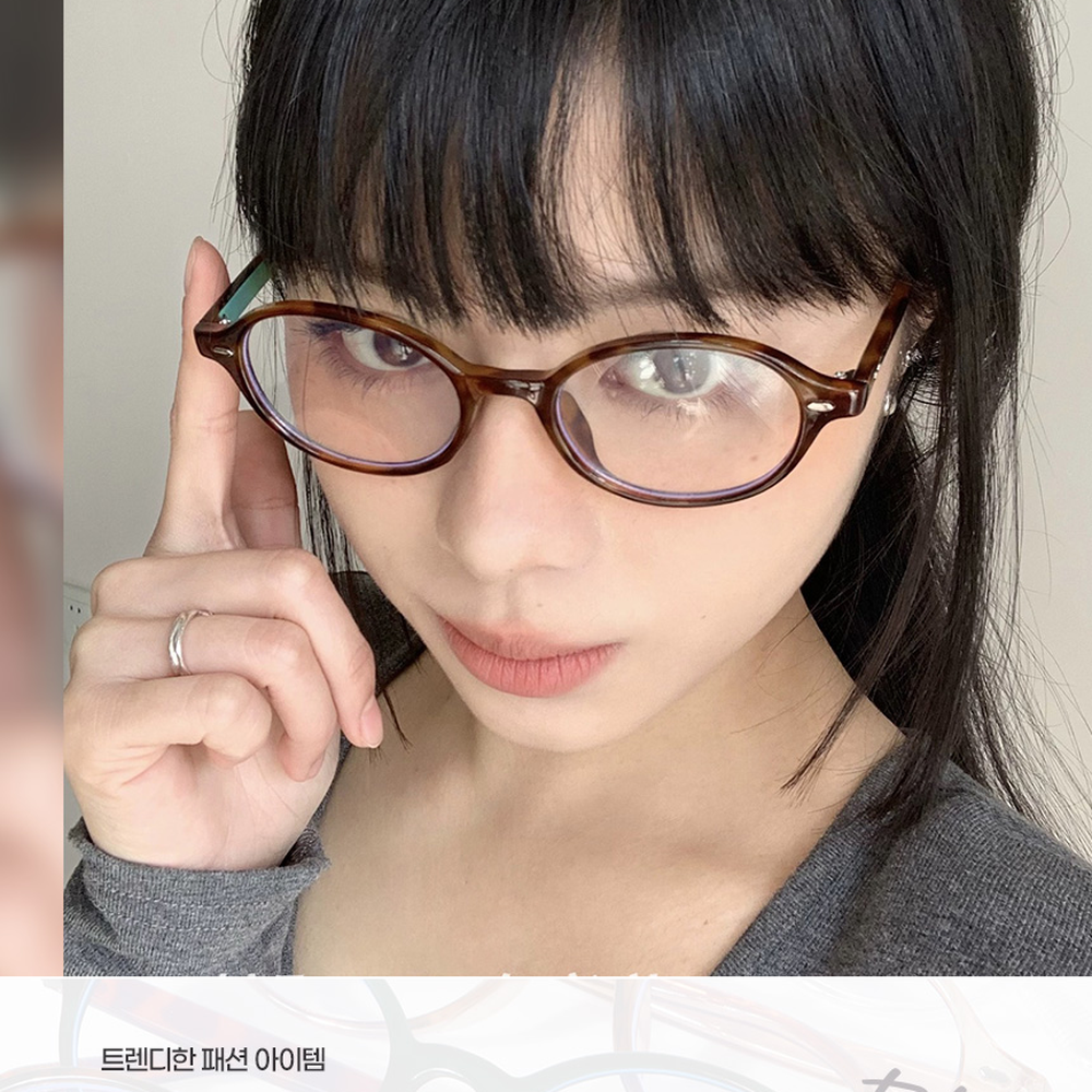 패션아이템도수없음뿔테안경 블루라이트차단데일리룩라운드안경 투톤컬러얼굴형커버 5컬러 - 상세 이미지 5