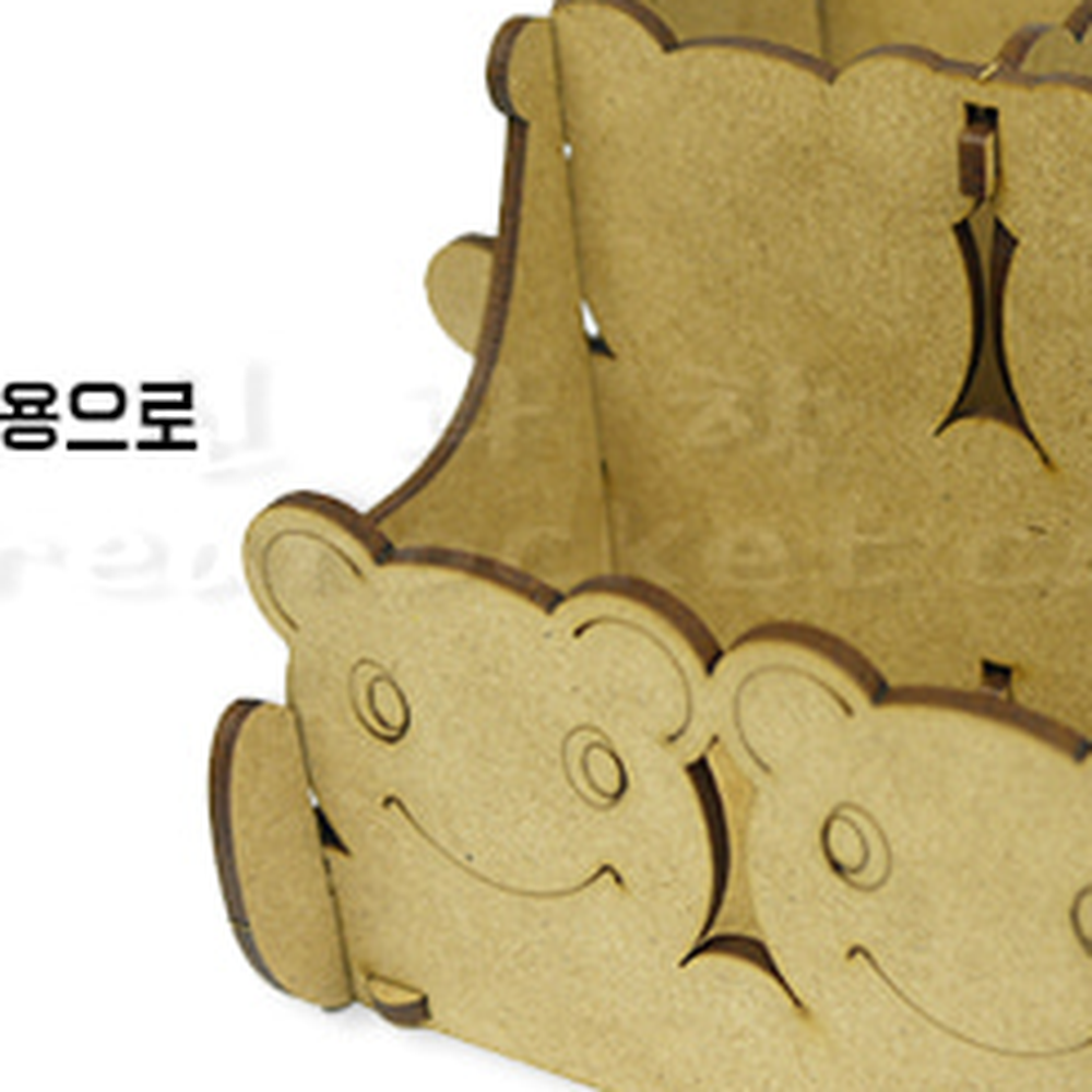 친환경목재방과후수업문구정리함 DIY꾸미기만들기키트곰돌이문구함 딸깍조립학습교구곰돌이연필꽂이 1인가구 - 상세 이미지 2