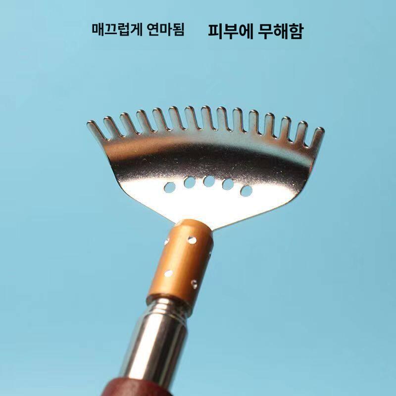 등긁개 효자손 접이식 스텐 나무손잡이 마사지 긁개 블랙 - 상세 이미지 3