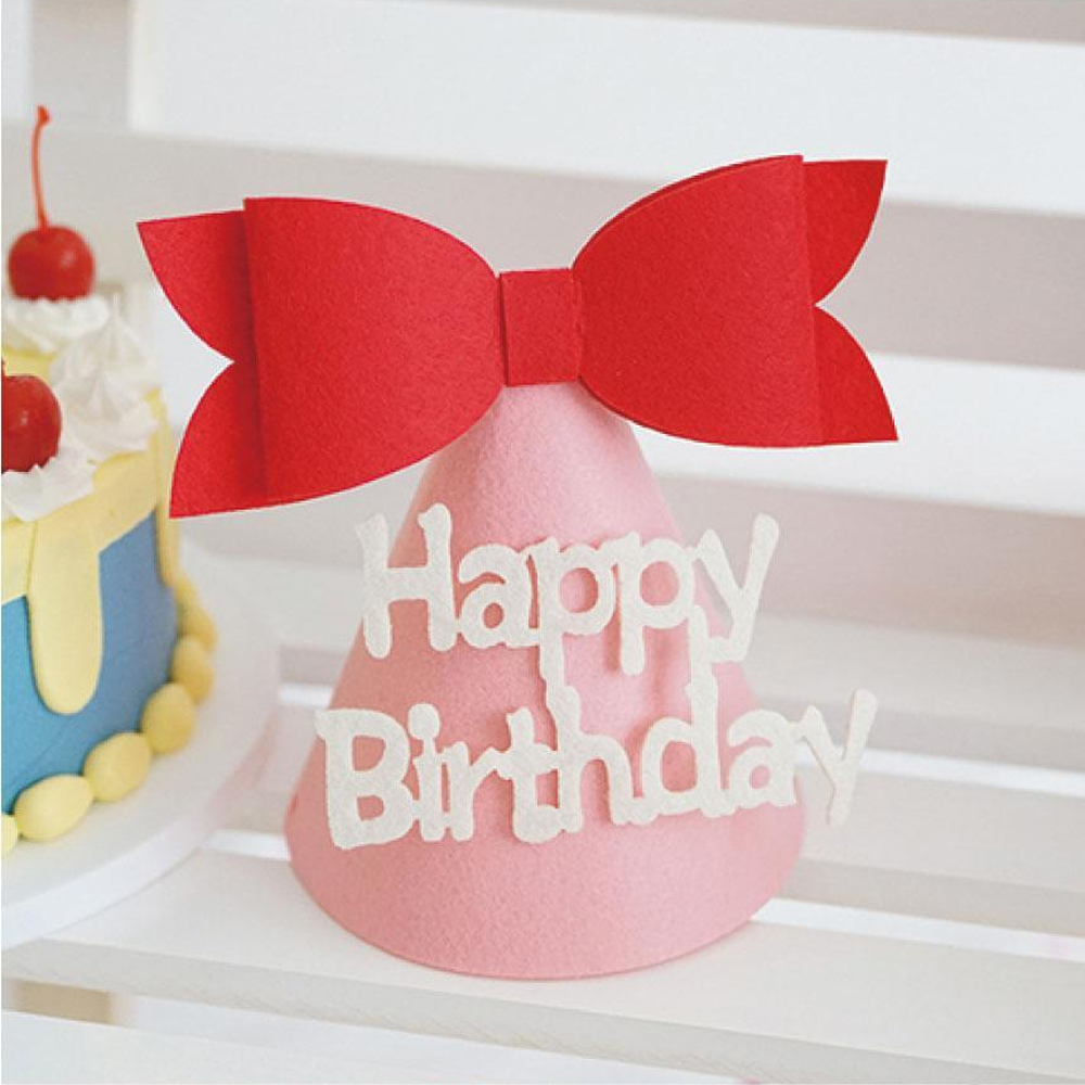 핑크리본아기생일모자 펠트재질기념일생일고깔모자 부직포파티용품 - 상세 이미지 2