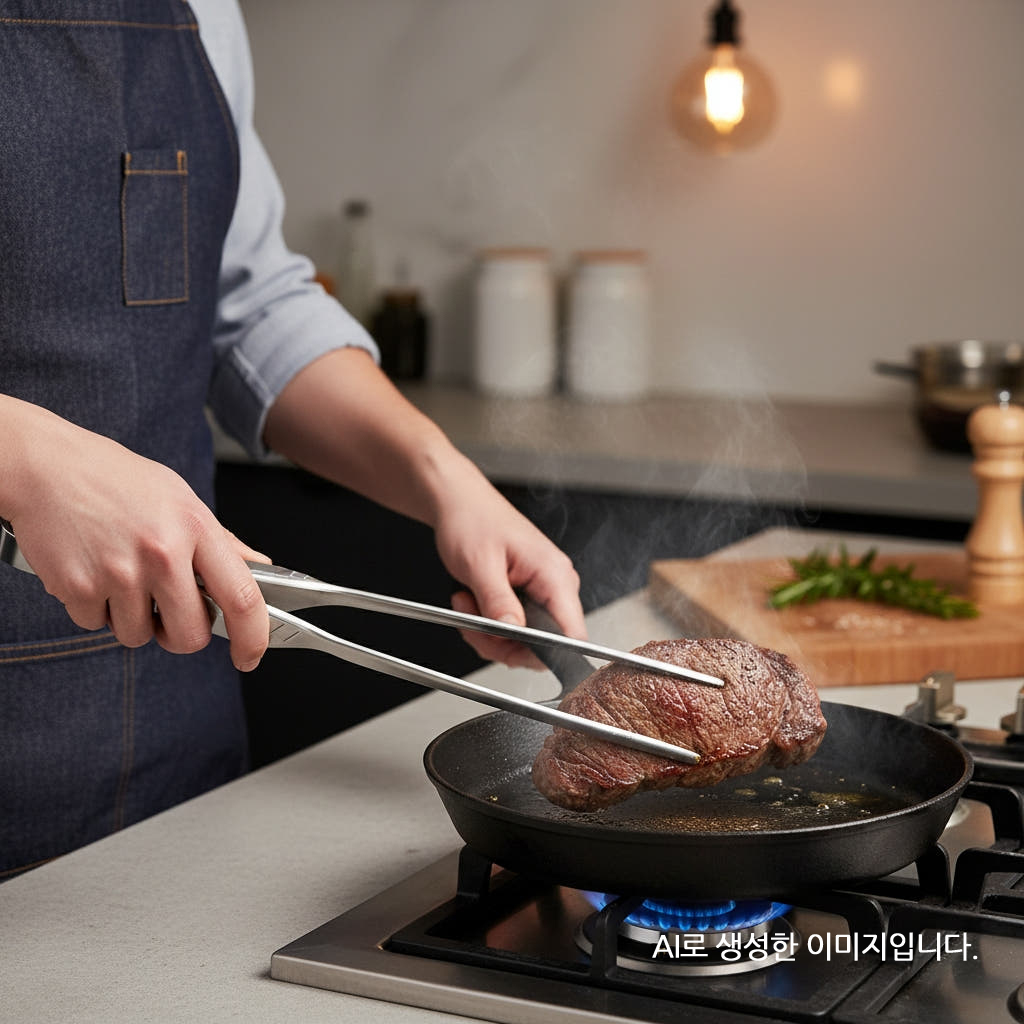 퓨어미즈키 올스텐 304 삼각 가위 집게 고기 핀셋 다용도 2개 세트 이미지 7