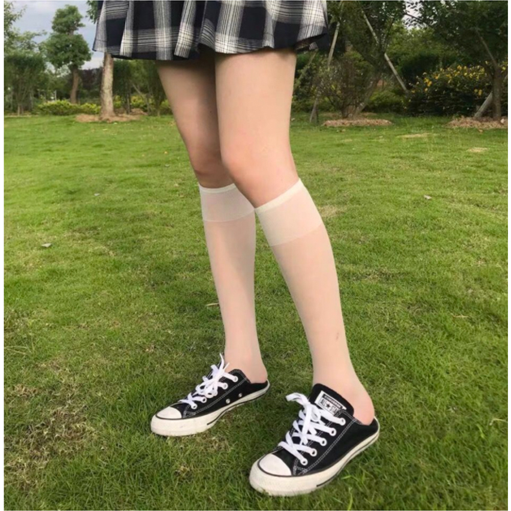 시스루패션양말반스타킹 여름용여성코디니삭스 흘러내림방지캐주얼룩무릎양말 4가지색상 - 상세 이미지 3