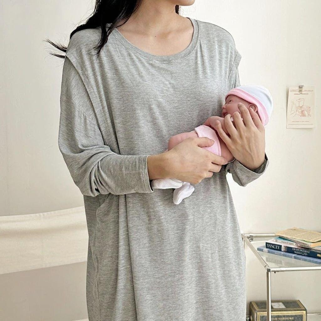 블룸마터니티 루즈핏 긴팔 수유티셔츠 수유복 - 메인 이미지