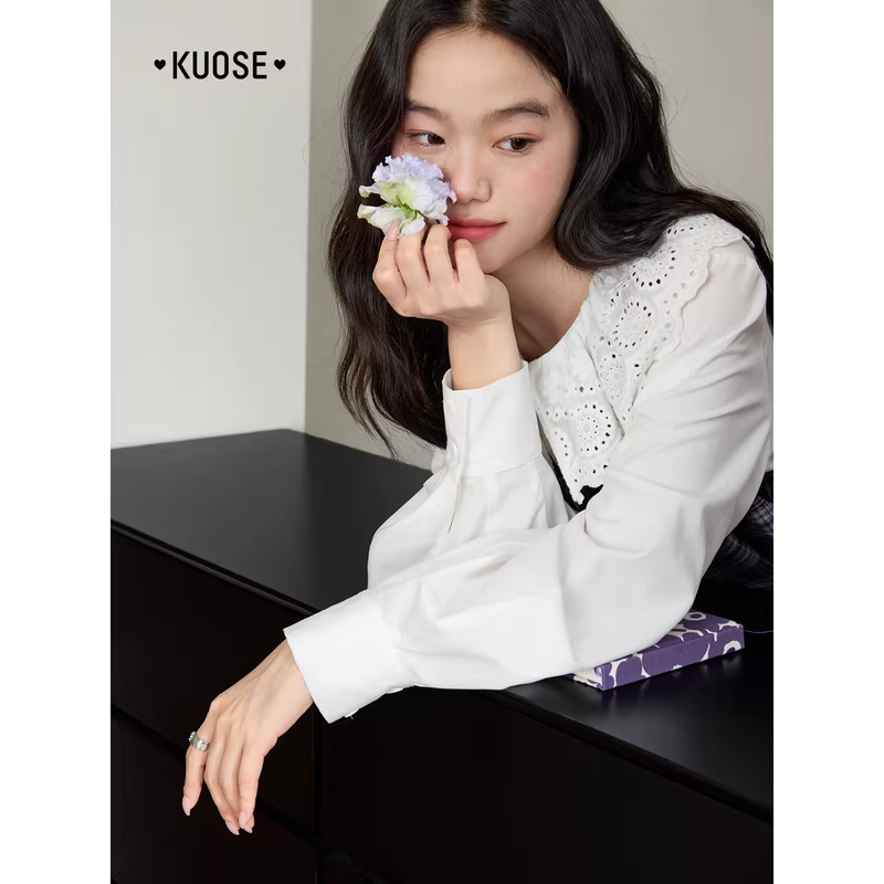 KUOSE 쿠오세 체크 튤립 스커트 민소매 원피스 짙은 회색 - 상세 이미지 4