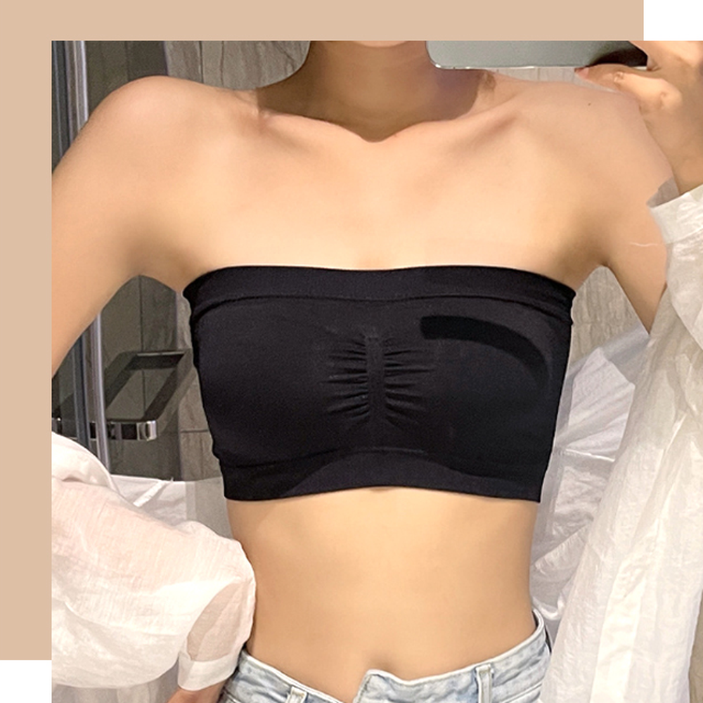 오프숄더용이너웨어튜브탑브라 무봉제디자인여성속옷노와이어브라 패드교체형 - 상세 이미지 5