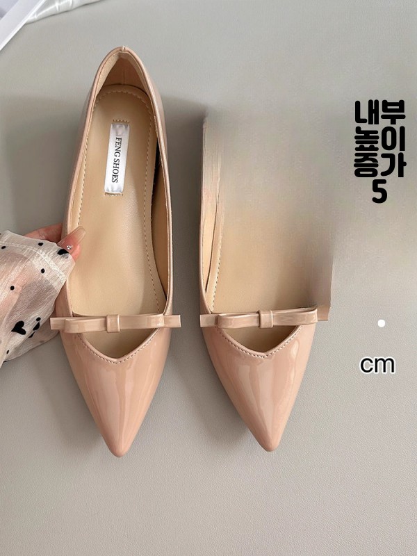 스틸레토 일자 리본 베이직 히든굽 봄 구두 오픈토 웨지힐 포인티드 토 5cm - 상세 이미지 4