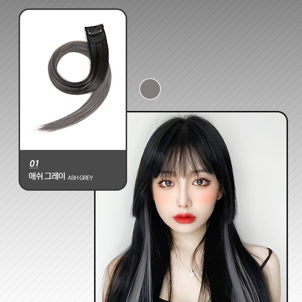 애쉬퍼플긴머리스타일헤어피스 투톤디자인헤어연출붙임머리 그라데이션염색없이부분가발 - 상세 이미지 2
