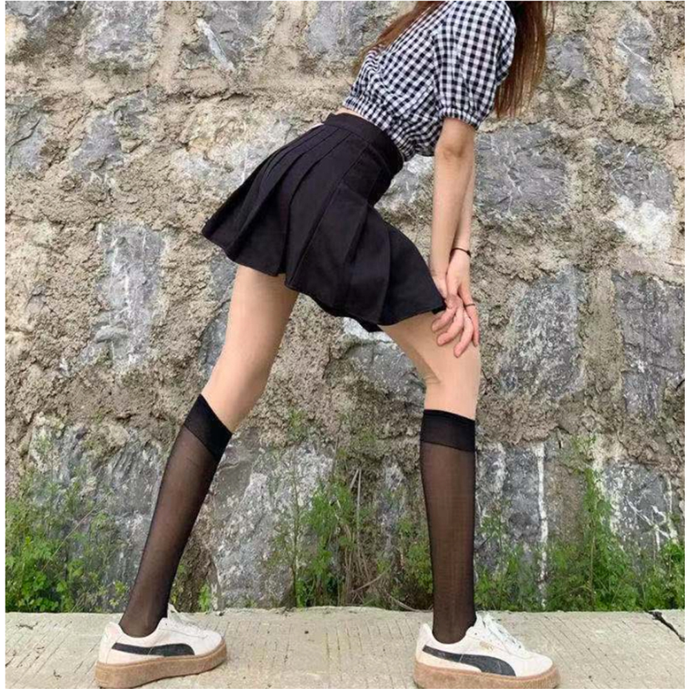 시스루패션양말반스타킹 여름용여성코디니삭스 흘러내림방지캐주얼룩무릎양말 4가지색상 - 상세 이미지 5