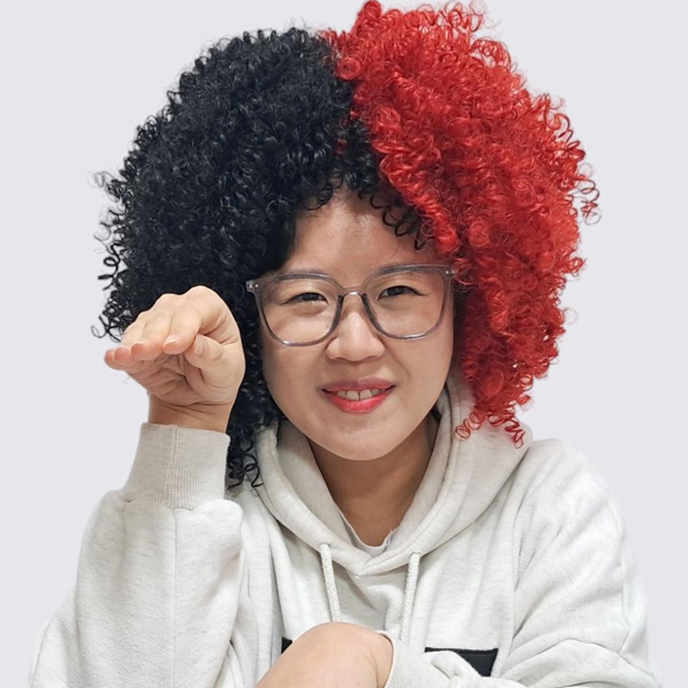 얼굴형커버축하공연 풍성한컬러생일파티뽀글이가발 귀여움두배파티가발 - 상세 이미지 2