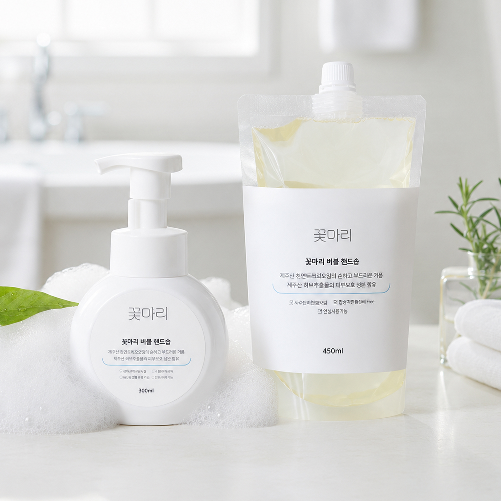 꽃마리 버블 핸드솝 300ml + 리필 450ml 자연유래 핸드워시 - 상품 이미지