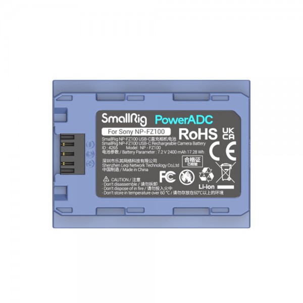 스몰리그 소니 NP-FZ100 카메라 배터리 USB-C 충전식 2400mAh 4265B - 상세 이미지 4