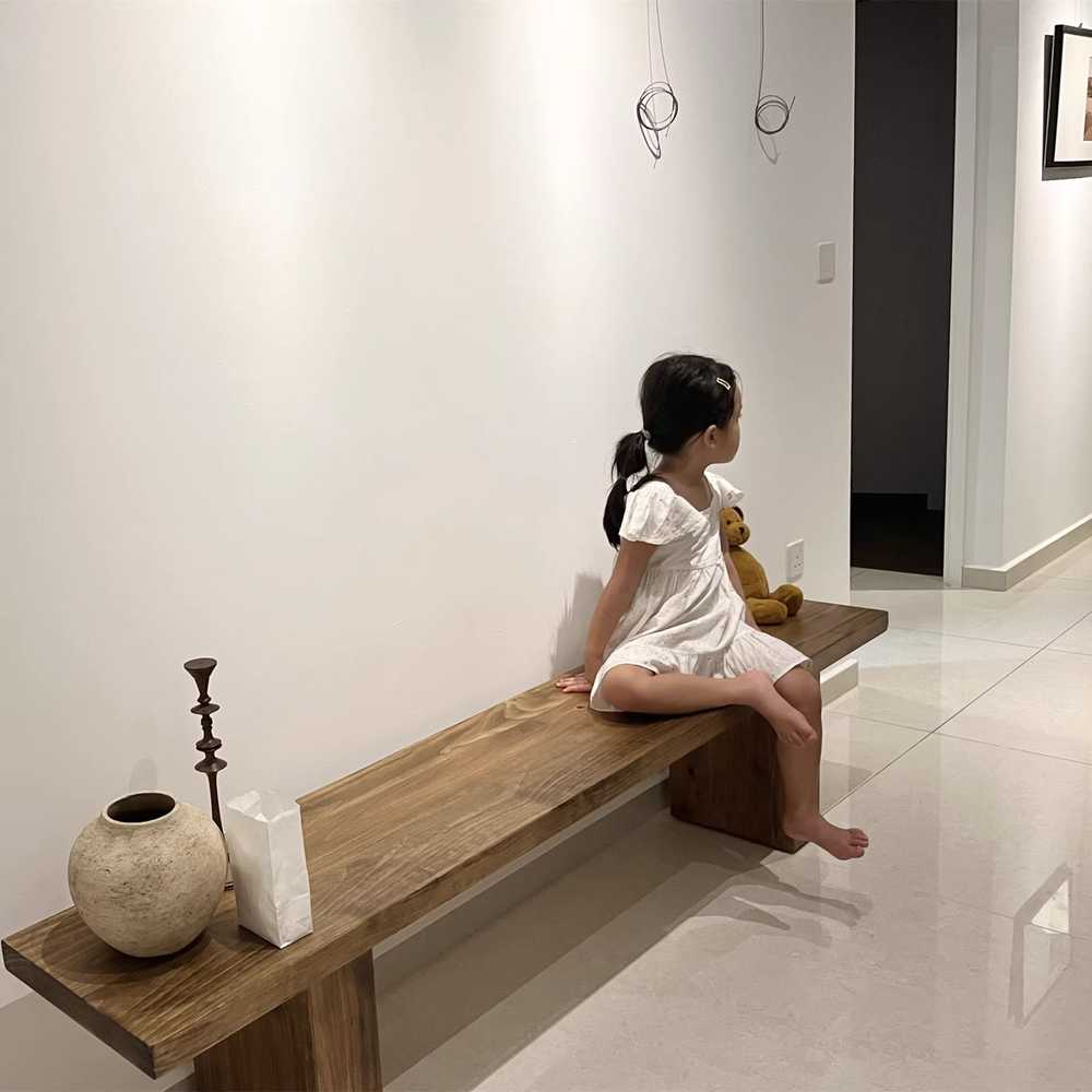 우드 원목 벤치 업소용 대기실 탈의실 평의자 라커룸 35x45x100 월넛 - 상세 이미지 2