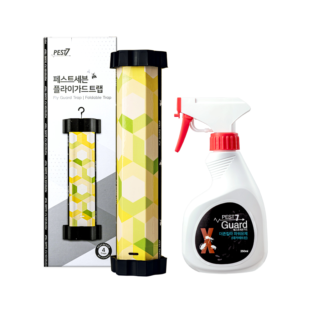 페스트세븐 가드250ml + 페스트세븐 플라이가드트랩(4개입) 바퀴벌레약 퇴치 퇴치법 퇴치제 살충제 트랩 끈끈이 - 상품 이미지