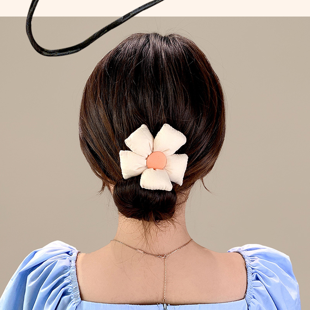 플라워디자인머리끈 블루컬러헤어스타일링헤어끈 똥머리연출와이어끈 - 상세 이미지 2