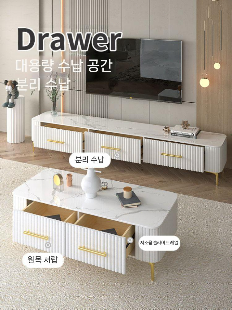 확장형 티테이블 테이블 높이 협탁 세라믹 조절 가구 화이트 100x50x42cm - 상세 이미지 4