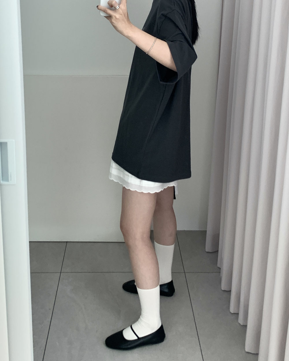 [일부당일] 라일 반팔티 파스텔 꽃 프린트 여름 코튼 팔뚝커버 빅사이즈 오버핏 티셔츠 웨어링무드 (2c) - 상세 이미지 3