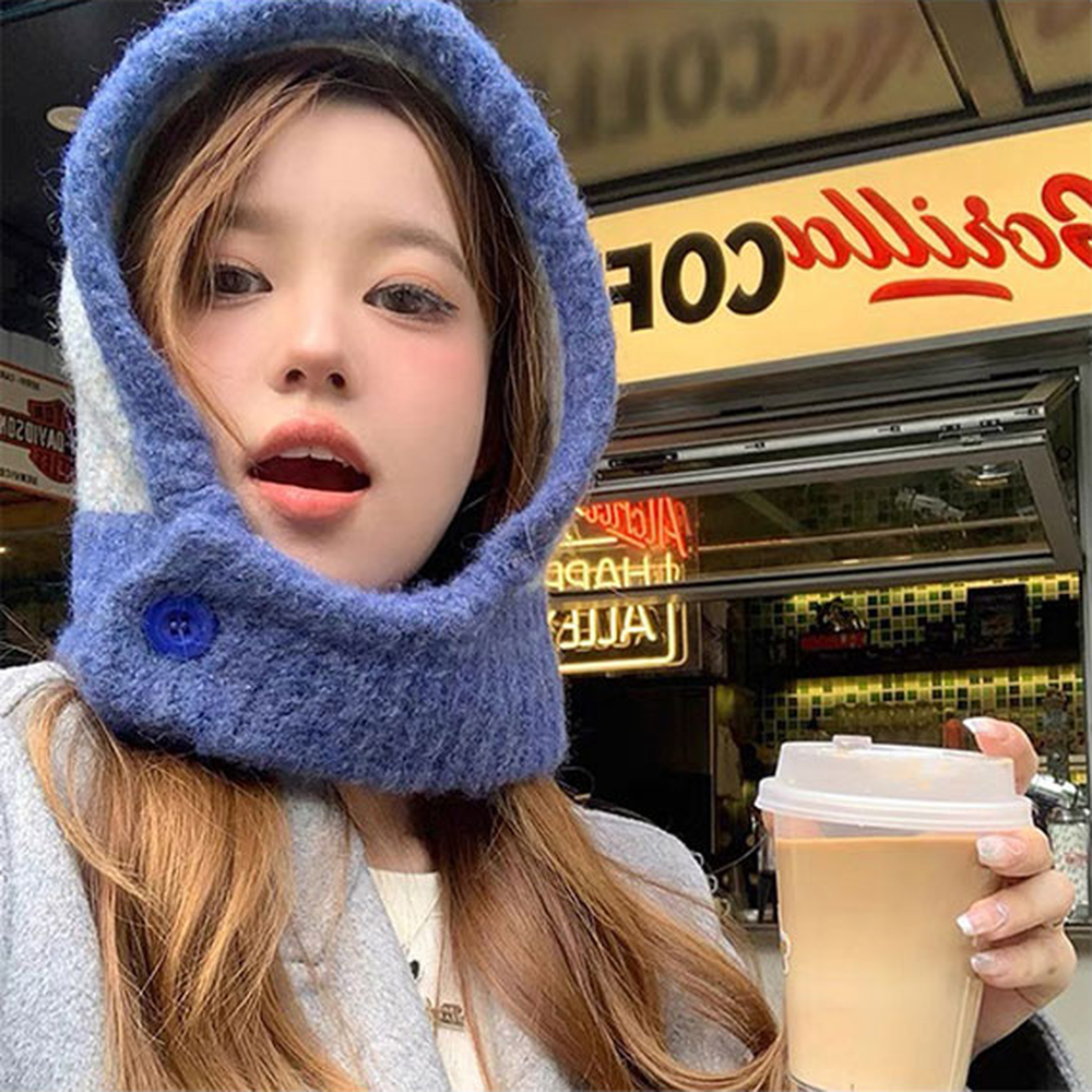 귀요미룩버튼형바라클라바 부클간편착용넥워머 파스텔톤겨울필수니트후드 이미지 6