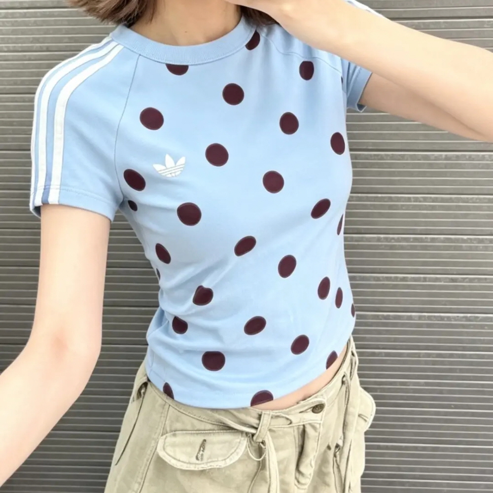 아디다스 여성 폴카닷 슬림핏 칼리 반팔 티셔츠 스카이블루 KV1192 - 상세 이미지 2