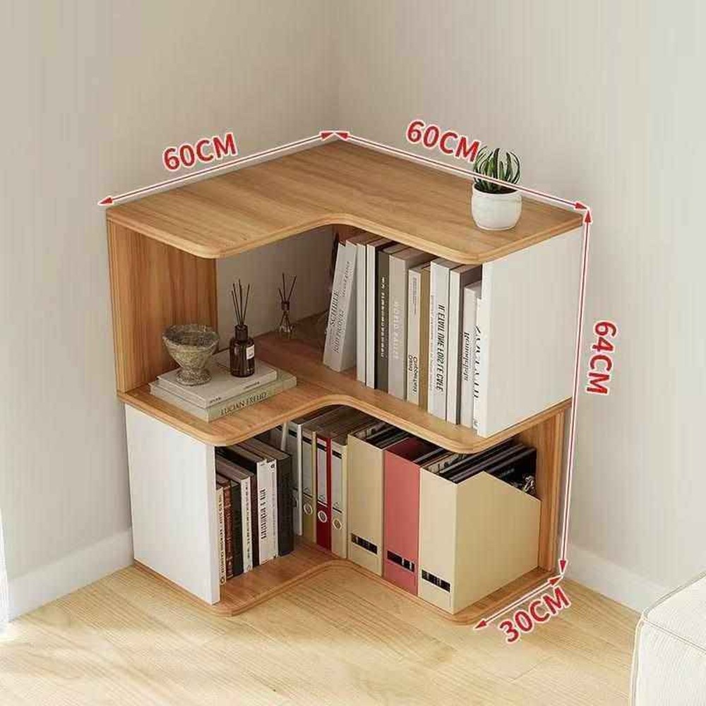 원목 코너 수납장 모서리 책장 틈새 거실 인테리어 3단 원목색 2단 코너 60x60 - 상세 이미지 2