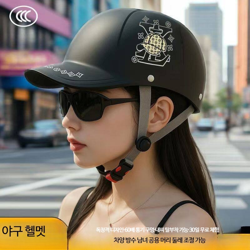 오픈페이스 전동킥보드 스냅백 모토크로스 야구모자 무광블랙 버전 초경량 강화 - 상세 이미지 5