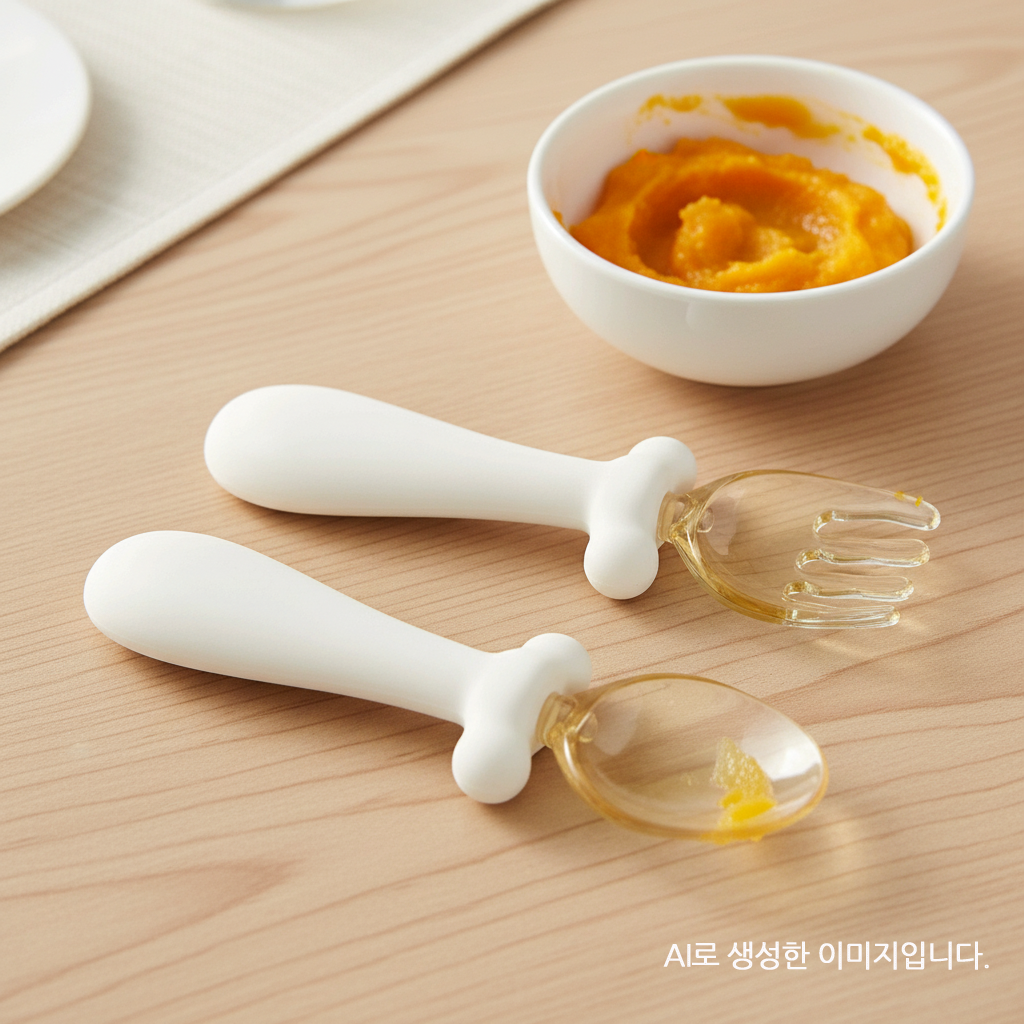 리틀그립 360도 휘어지는 자기주도 이유식 스푼 포크 세트 - 상세 이미지 4