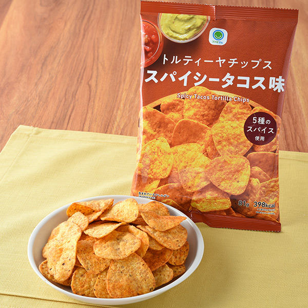 일본 패밀리마트 또르띠아칩 나초칩 스파이시 타코맛 81g - 상품 이미지