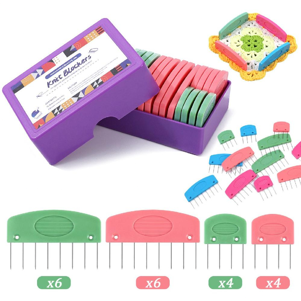 니트블로커 세트 뜨개질 핀 DIY 매트 크로셰 블로킹 핑크 이미지 6