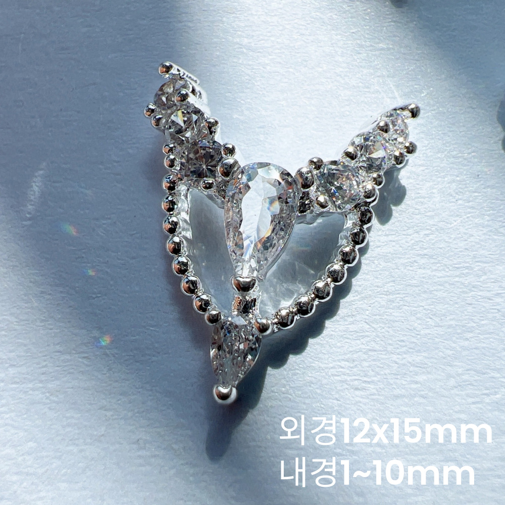 고급 밝은 실버 티아라 브이라인 네일스톤 파츠 웨딩 백도금 포인트 스톤 JC-250 - 상세 이미지 2