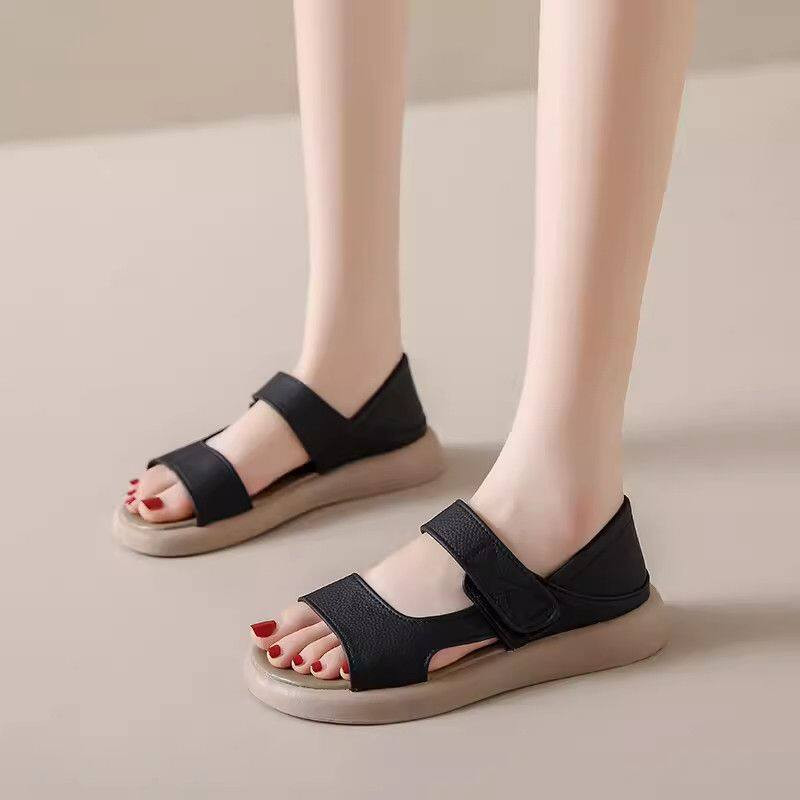 뒤꿈치막힌샌들 뒤막힘 발편한 장마철 슬리퍼 휴양지 로마 여름 임산부 베이지 - 상세 이미지 3