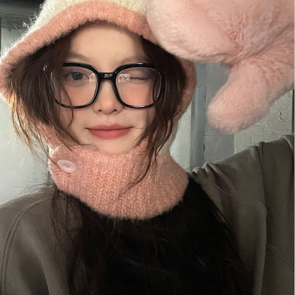 귀요미룩버튼형바라클라바 부클간편착용넥워머 파스텔톤겨울필수니트후드 - 상세 이미지 4