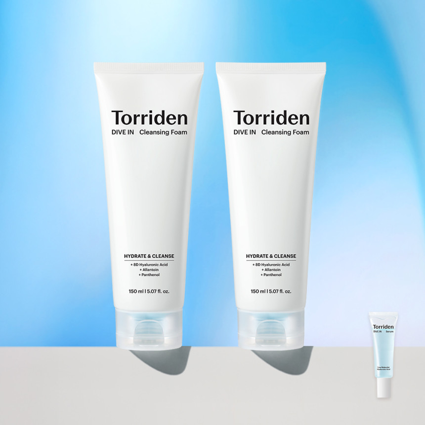 [다이브인 세럼 10ml 증정] 토리든 다이브인 저분자 히알루론산 클렌징폼 150ml, 2개