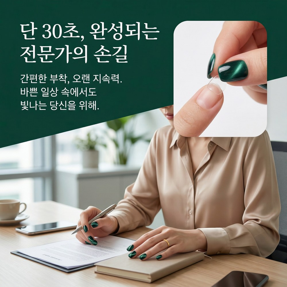 네일팁 인조손톱 디자인 데일리 붙이는 간편 캣츠아이 자석젤 - 상세 이미지 4
