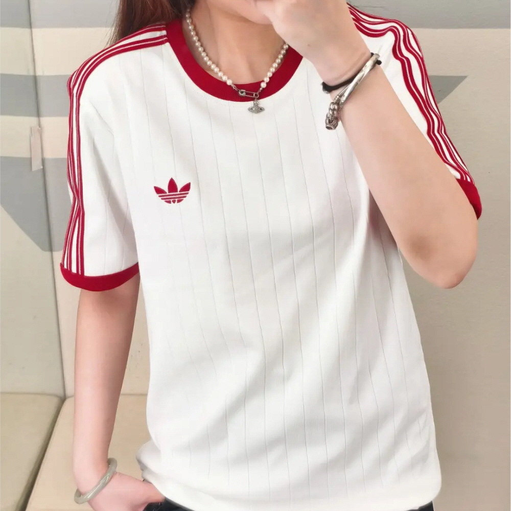 아디다스 오리지널 드롭니들 삼선 반팔 티셔츠 화이트 KS7449 - 상세 이미지 3