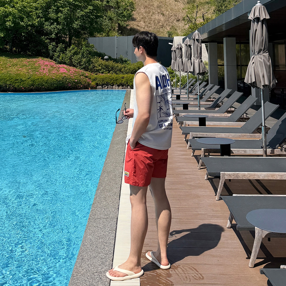 남자 크냅 오버핏 여름 나염 프린팅 바캉스 나시티 이미지 7