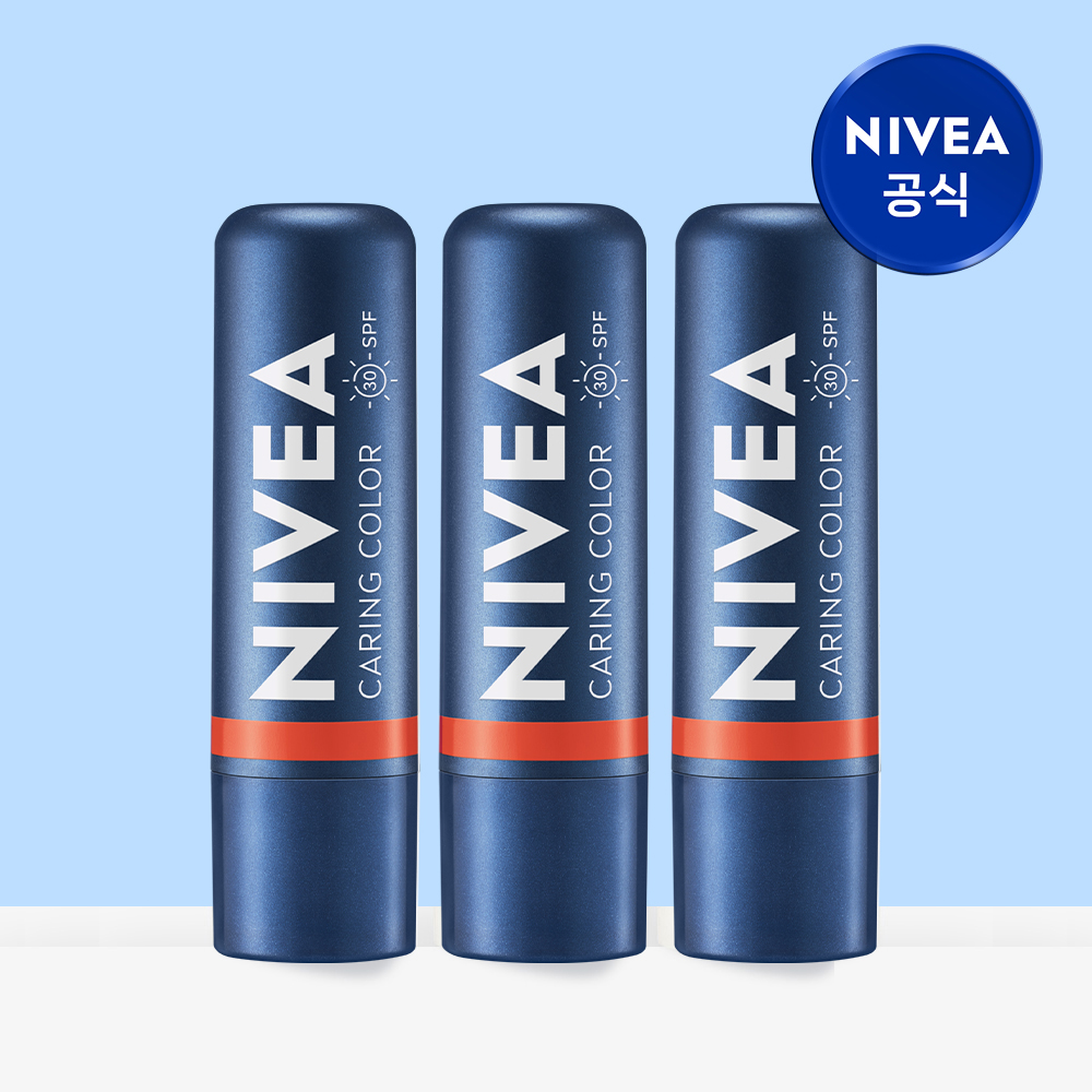 니베아 케어 & 컬러 립밤 4.8g 크림 코랄, 3개 - 상품 이미지