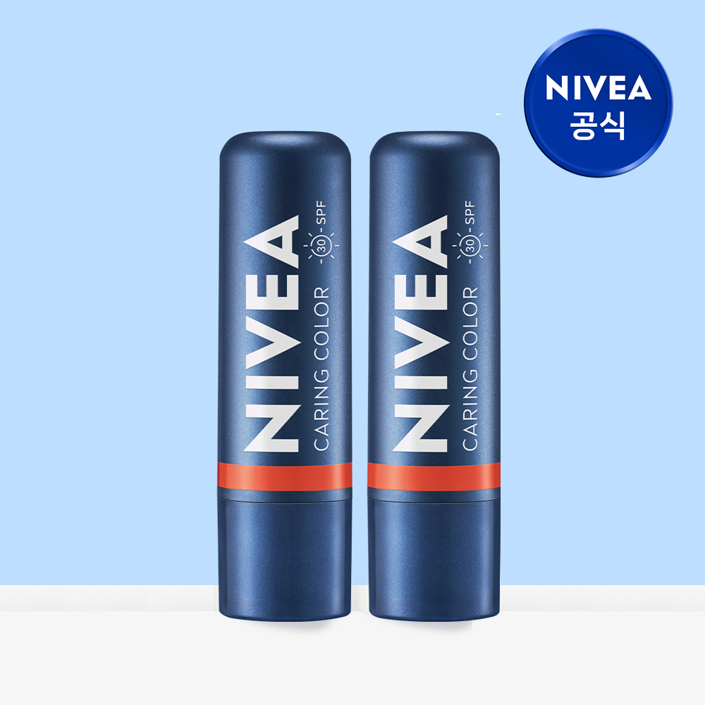 니베아 케어 & 컬러 립밤 4.8g 크림 코랄, 2개 - 상품 이미지