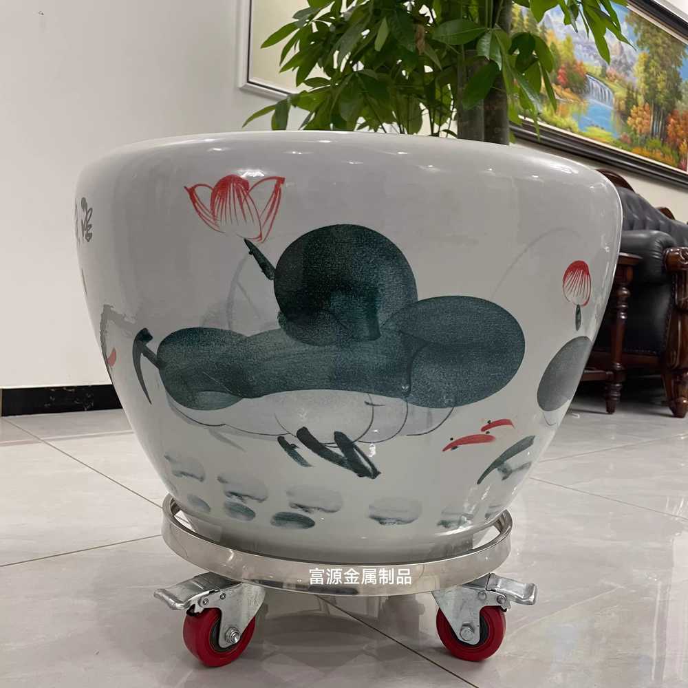 국통 받침대 스테인레스 카트 바퀴 운반 원형 육수 들 내경 36cm - 상세 이미지 3